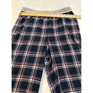 Hollister Sleep Women's Large Plaid Pajama Pants Navy Blue Red Logo Waistband L